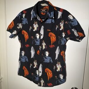 Middle Of Beyond Halloween Button Up Shirt Size Small 100% Cotton Michael Myers